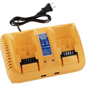 شاحن بطارية بديل LILEIPOWER DCB102 لشاحن بطارية Dewalt 20V Max DCB102 DCB112 DCB104، متوافق مع بطارية ليثيوم أيون Dewalt 12V/20V مع منفذي USB