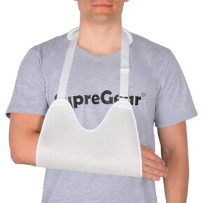 supregear Mesh Arm Sling with Soft Shoulder Cushions, Adjustable Breathable Shoulder Immobilizer Shower Arm Sling Lightweight Medical Shoulder Elbow Support for Women Men, Fits Left/Right Arm, Black
