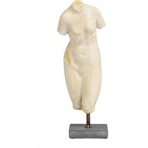 Deco 79 Polystone People Decorative Sculpture Home Decor Statue with Black Square Base, Accent Figurine 5" x 5" x 17", Cream