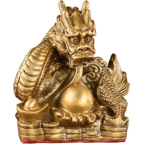 Brass Chinese Zodiac Ingots Dragon Statue Home Decoration Collectibles