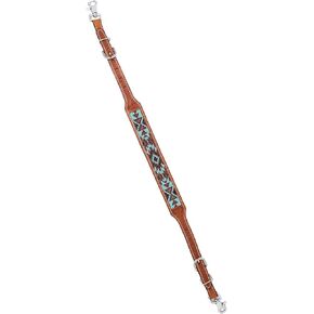 CHALLENGER Western Floral Tooled Leather Adjustable Beaded Wither Breast Collar Strap 10527