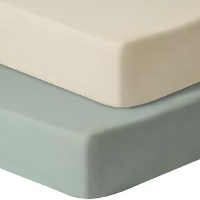 Baby Crib Sheets for Boys Girls, 2 Pack Fitted Crib Sheet for Standard Crib and Toddler Mattress, Soft Microfiber Baby Sheet 52x28x8in. (Green Leaf & Clouds)