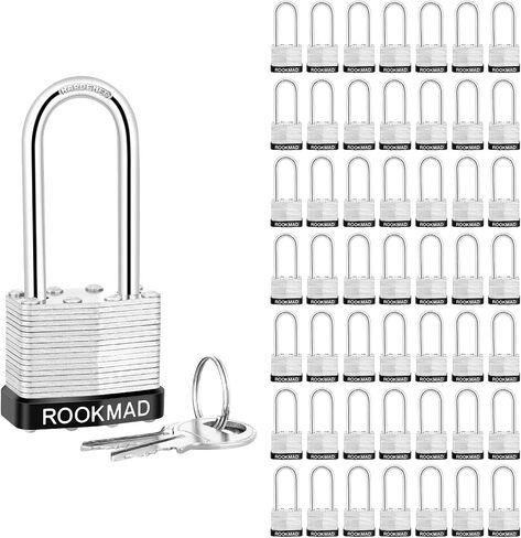 Keyed Padlocks, Laminated Steel Padlock, Keyed Alike Locks with Same Keys, PE Plastic Hoop, The Lead Content of This Pad Lock complies with CA65, 60 Pack in Kuwait
