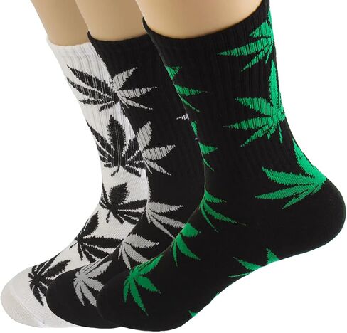 DOOVID Weed Leaf Printed Socks Women Men Cotton Tube Socks Maple Leaf Fashion Socks Sports High Crew Socks in Kuwait