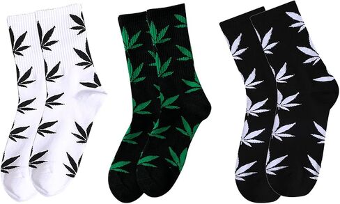 DOOVID Weed Leaf Printed Socks Women Men Cotton Tube Socks Maple Leaf Fashion Socks Sports High Crew Socks in Kuwait