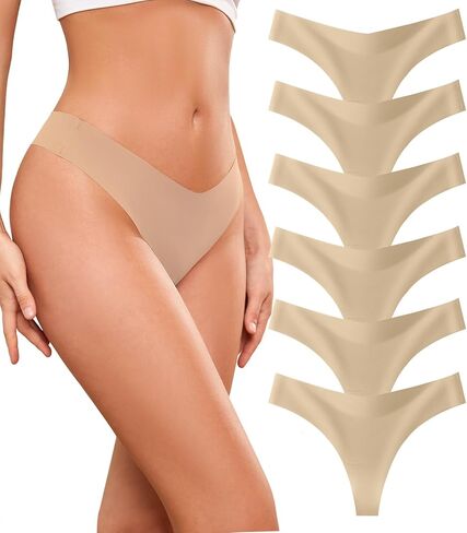 Seamless Underwear For Womens Thongs 6 Pack No Show Sexy Thongs Seamless Stretch Breathable Invisible Women Panties in Saudi Arabia