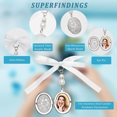 SUPERFINDINGS باقة الزفاف سحر البيضاوي باقة الزفاف صور سحر 316 الفولاذ المقاوم للصدأ المنجد المعلقات الديكور 75mm تذكارية الملاك صور سحر in Saudi Arabia