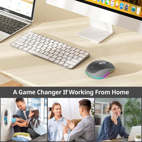 ماوس سيندا اللاسلكي، ماوس من النوع C مع Jiggler - ماوس USB C مضيء، مستقبل USB ونوع C، محرك Jiggler مدمج متوافق مع MacBook، iPad، Windows Tablet/Laptop/الكمبيوتر، بني in Kuwait