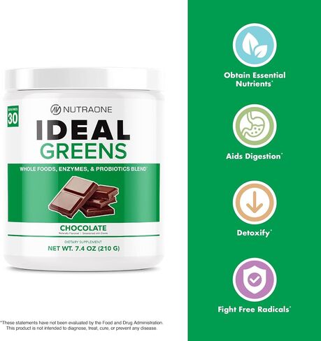NutraOne Ideal Greens Antioxidant and Nutrient-Rich Superfood Greens Powder Supplement (Natural Berry - 30 Servings) in Saudi Arabia