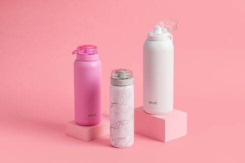 Ello Cooper 32oz Stainless Steel Water Bottle Vacuum Insulated with Straw and Carry Handle, Leak Proof Locking Lid with Soft Silicone Spout, Dishwasher Safe, Winter Solstice in Kuwait