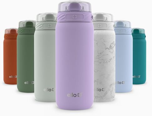 Ello Cooper 32oz Stainless Steel Water Bottle Vacuum Insulated with Straw and Carry Handle, Leak Proof Locking Lid with Soft Silicone Spout, Dishwasher Safe, Winter Solstice in Kuwait