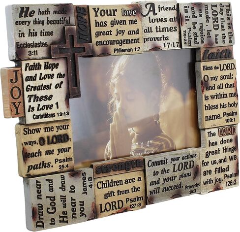 NIANWUDU ZUNKOM RWI Inspirational Bible Scripture Verses 4" x 6" Picture Photo Frame - Prayer Cross Jesus Sayings in Kuwait