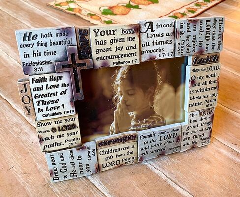 NIANWUDU ZUNKOM RWI Inspirational Bible Scripture Verses 4" x 6" Picture Photo Frame - Prayer Cross Jesus Sayings in Kuwait