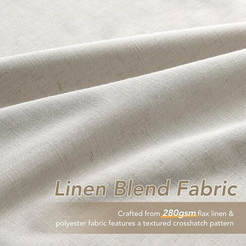 كتان رمادي بيج 100% ستائر تعتيم طويلة جدًا لغرفة النوم بطول 105 بوصة، ستائر حديثة من الأرض إلى السقف تحجب الضوء، ستائر خلفية حرارية، ستائر جيب لغرفة المعيشة 52 × 105 in Kuwait