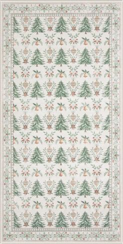 Christmas 2x4 Rug, Non Slip Beige Entryway Rug Ultra-Thin Christmas Door Mat Kitchen Rug, Tree Pattern Print Soft Home Decor for Bathroom Bedroom Sink in Saudi Arabia