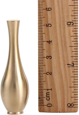 Pokinge 2 قطعة 60 مم/2.3 بوصة مزهرية صغيرة من النحاس النقي، حاوية زخارف زهور صغيرة، مزهرية عتيقة لديكور المنزل، زجاجات نباتية إبداعية أنيقة (ذهبي) in Kuwait