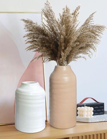 GeLive 8 Inch Apricot Ceramic Vase, Boho Floral Vase, Wabi Sabi Flower Vase for Artificial Bud Hydroponics Plants Table Centerpiece Vase Home Decor (Apricot) in Saudi Arabia