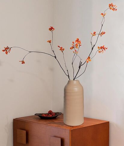 GeLive 8 Inch Apricot Ceramic Vase, Boho Floral Vase, Wabi Sabi Flower Vase for Artificial Bud Hydroponics Plants Table Centerpiece Vase Home Decor (Apricot) in Saudi Arabia