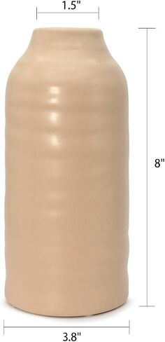 GeLive 8 Inch Apricot Ceramic Vase, Boho Floral Vase, Wabi Sabi Flower Vase for Artificial Bud Hydroponics Plants Table Centerpiece Vase Home Decor (Apricot) in Saudi Arabia