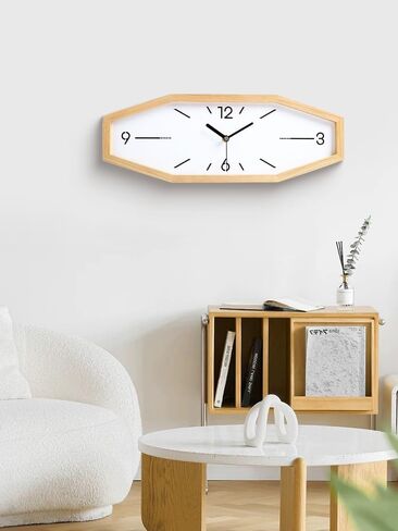 DaguyS Wooden Retro Wall Clocks, 18 Inches Square Clocks Rectangular Wall Clock Battery Operated Silent Non-Ticking, for Kitchen Living Room Office Home Desk Bedroom (Brown) in Kuwait