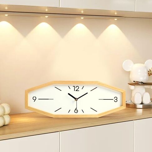 DaguyS Wooden Retro Wall Clocks, 18 Inches Square Clocks Rectangular Wall Clock Battery Operated Silent Non-Ticking, for Kitchen Living Room Office Home Desk Bedroom (Brown) in Kuwait