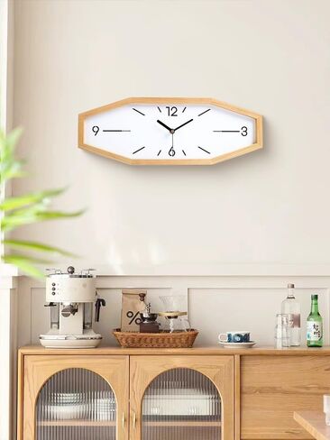 DaguyS Wooden Retro Wall Clocks, 18 Inches Square Clocks Rectangular Wall Clock Battery Operated Silent Non-Ticking, for Kitchen Living Room Office Home Desk Bedroom (Brown) in Kuwait