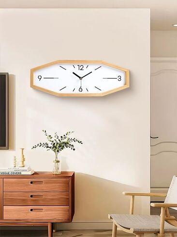 DaguyS Wooden Retro Wall Clocks, 18 Inches Square Clocks Rectangular Wall Clock Battery Operated Silent Non-Ticking, for Kitchen Living Room Office Home Desk Bedroom (Brown) in Kuwait