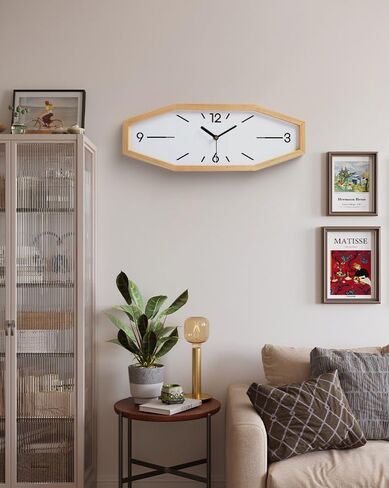 DaguyS Wooden Retro Wall Clocks, 18 Inches Square Clocks Rectangular Wall Clock Battery Operated Silent Non-Ticking, for Kitchen Living Room Office Home Desk Bedroom (Brown) in Kuwait