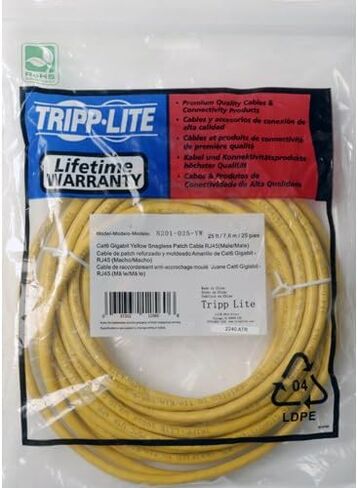 Tripp Lite Cat6 Gigabit Snagless Molded Patch Cable (RJ45 M/M) - Black, 7-ft.(N201-007-BK) in Saudi Arabia