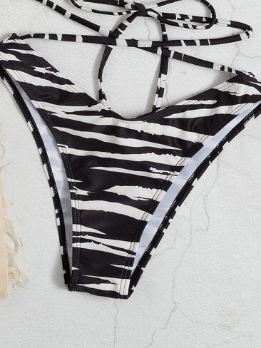 OYOANGLE Women's 2 Pieces Zebra Striped Print One Shoulder High Cut Bikini Swimsuit Set Bathing Suit in Saudi Arabia