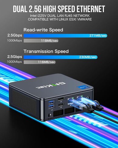 GMKtec Mini PC Preinstalled Windows 11 Pro Intel Core i7-1195G7 (Turbo 5.0 GHz) 512GB SSD 16GB DDR4, Desktop Mini Computers WiFi 6, USB3.2, BT 5.2, DP, HDMI, RJ45 2.5G M2 Pro Black in Kuwait