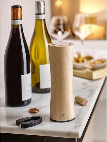 Peugeot - Elis Reverse Electric Corkscrew - Rechargeable Automatic Bottle Opener with Foil Cutter - Wood, Natural, 8-inches in Saudi Arabia