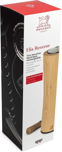 Peugeot - Elis Reverse Electric Corkscrew - Rechargeable Automatic Bottle Opener with Foil Cutter - Wood, Natural, 8-inches in Saudi Arabia