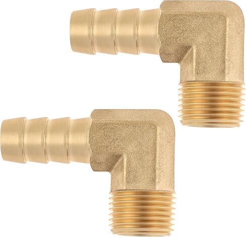 2PCS 3/8inch Barb x 1/4inch NPT Male Brass Hose Barbed Fitting 90 Degree Elbow for Fuel, Air in Saudi Arabia