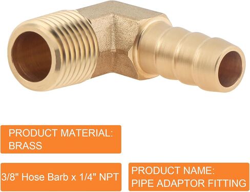 2PCS 3/8inch Barb x 1/4inch NPT Male Brass Hose Barbed Fitting 90 Degree Elbow for Fuel, Air in Saudi Arabia