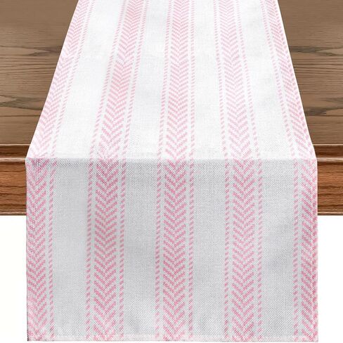 RUSPEPA Table Runner with Black and White Stripe Linen Table Runner for Everyday Use, Kitchen, Dining, Party Table - 13 x 72 Inches - Black and White in Saudi Arabia