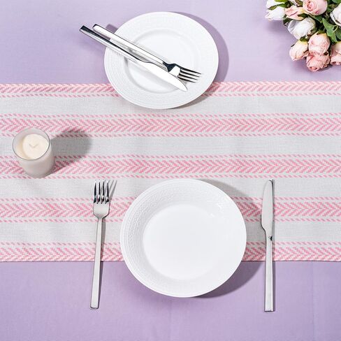 RUSPEPA Table Runner with Black and White Stripe Linen Table Runner for Everyday Use, Kitchen, Dining, Party Table - 13 x 72 Inches - Black and White in Saudi Arabia