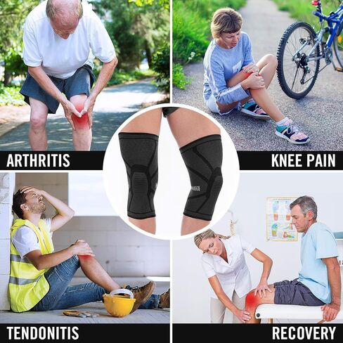 Mava Sports Knee Compression Sleeve Support for Men and Women - Perfect for Powerlifting, Weightlifting, Running, Gym Workout, Squats and Pain Relief in Saudi Arabia