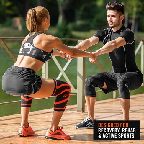 Mava Sports Knee Compression Sleeve Support for Men and Women - Perfect for Powerlifting, Weightlifting, Running, Gym Workout, Squats and Pain Relief in Saudi Arabia