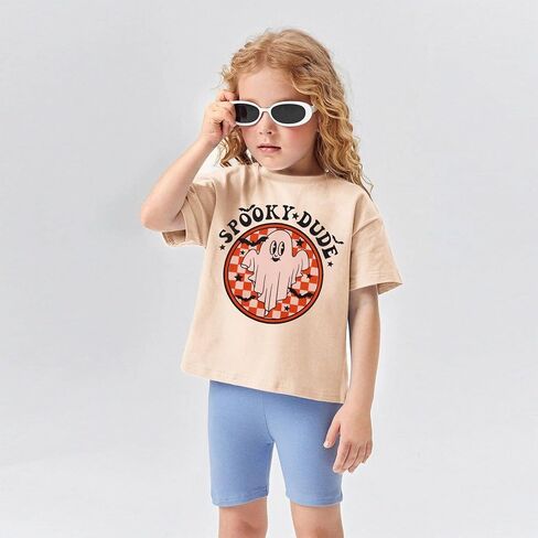 Halloween T Shirt Toddler Baby Boys Girls Funny Ghost Graphic Spooky Dude Letter Print Short Sleeve Tee Tops in Kuwait