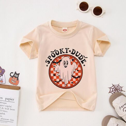 Halloween T Shirt Toddler Baby Boys Girls Funny Ghost Graphic Spooky Dude Letter Print Short Sleeve Tee Tops in Kuwait