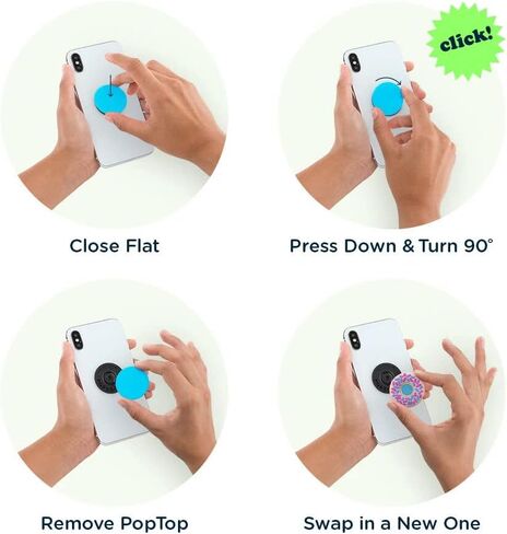 قبضة هاتف PopSockets مع مسند ممتد، قبضة PopGrip المرحة - فراغ عدسي in Kuwait