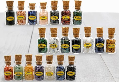 Witchcraft Supplies Kit of Crystals and Healing Stones - 26 Pack Wiccan Supplies : 21 Mini Crystal Bottles for Witchy Gift with High Energy Chakra Crystals Spell Jars + 5 Crystal Grids in Saudi Arabia