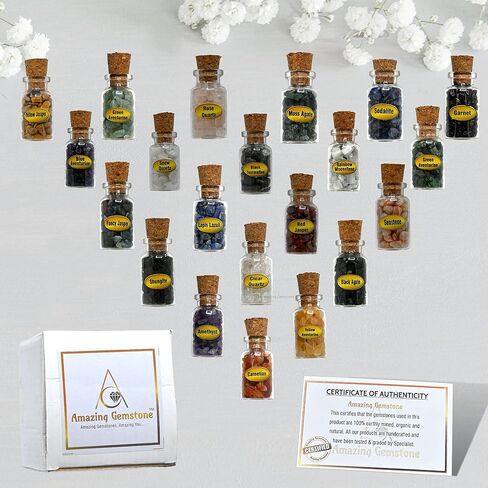 Witchcraft Supplies Kit of Crystals and Healing Stones - 26 Pack Wiccan Supplies : 21 Mini Crystal Bottles for Witchy Gift with High Energy Chakra Crystals Spell Jars + 5 Crystal Grids in Saudi Arabia