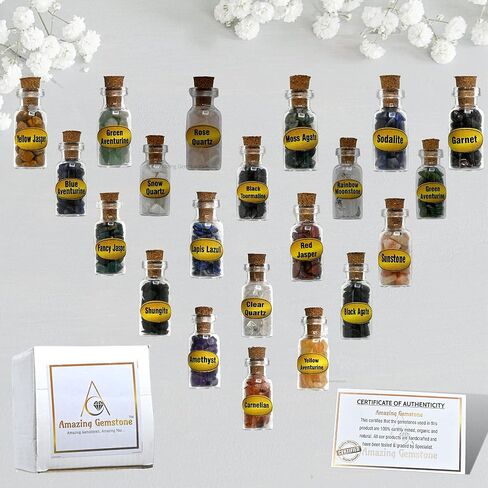 Witchcraft Supplies Kit of Crystals and Healing Stones - 26 Pack Wiccan Supplies : 21 Mini Crystal Bottles for Witchy Gift with High Energy Chakra Crystals Spell Jars + 5 Crystal Grids in Saudi Arabia