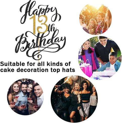 1 Pack Happy 11th Birthday Cake Topper Glitter Black Gold Birthday Cake Decoration 11 Fabulous Cake Decoration Hello 11 Cheer to 11th Birthday Party Decoration Supplies in Saudi Arabia