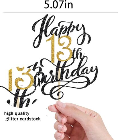 1 Pack Happy 11th Birthday Cake Topper Glitter Black Gold Birthday Cake Decoration 11 Fabulous Cake Decoration Hello 11 Cheer to 11th Birthday Party Decoration Supplies in Saudi Arabia