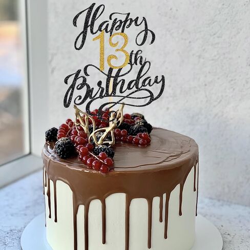1 Pack Happy 11th Birthday Cake Topper Glitter Black Gold Birthday Cake Decoration 11 Fabulous Cake Decoration Hello 11 Cheer to 11th Birthday Party Decoration Supplies in Saudi Arabia