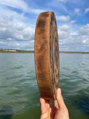 Sound Healing Tool "Water-Fall Disk" 20 inch | Meditative Water Sound | Wooden Ocean Drum | Relaxing Sound for Meditation | Rain Drum for Sound Bath in Kuwait