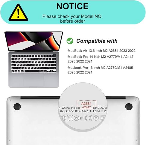 Shortcut Keyboard Skin Cover for 2023 MacBook Air 13.6" 15.3" M2 A2681 A2941/MacBook Pro 14 inch 16 inch A2991 A2992 A2442 A2779 A2780 A2485, Silicone Keyboard Cover (Serato-Scratch-Live) in Kuwait
